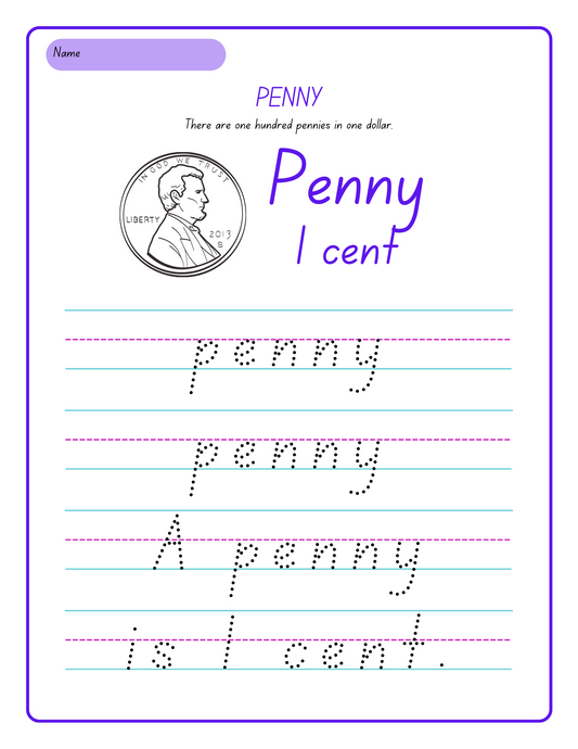 Trace the word penny